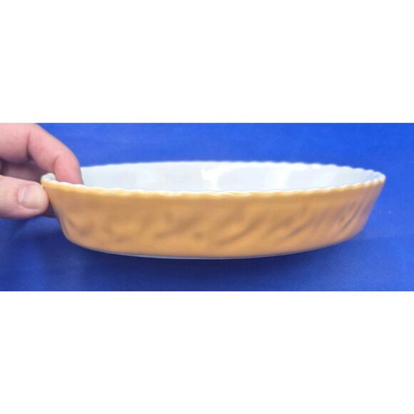 Valentina Oval Porcelain Baking Dish Orange White Italy 7.5x5" - Picture 9 of 9